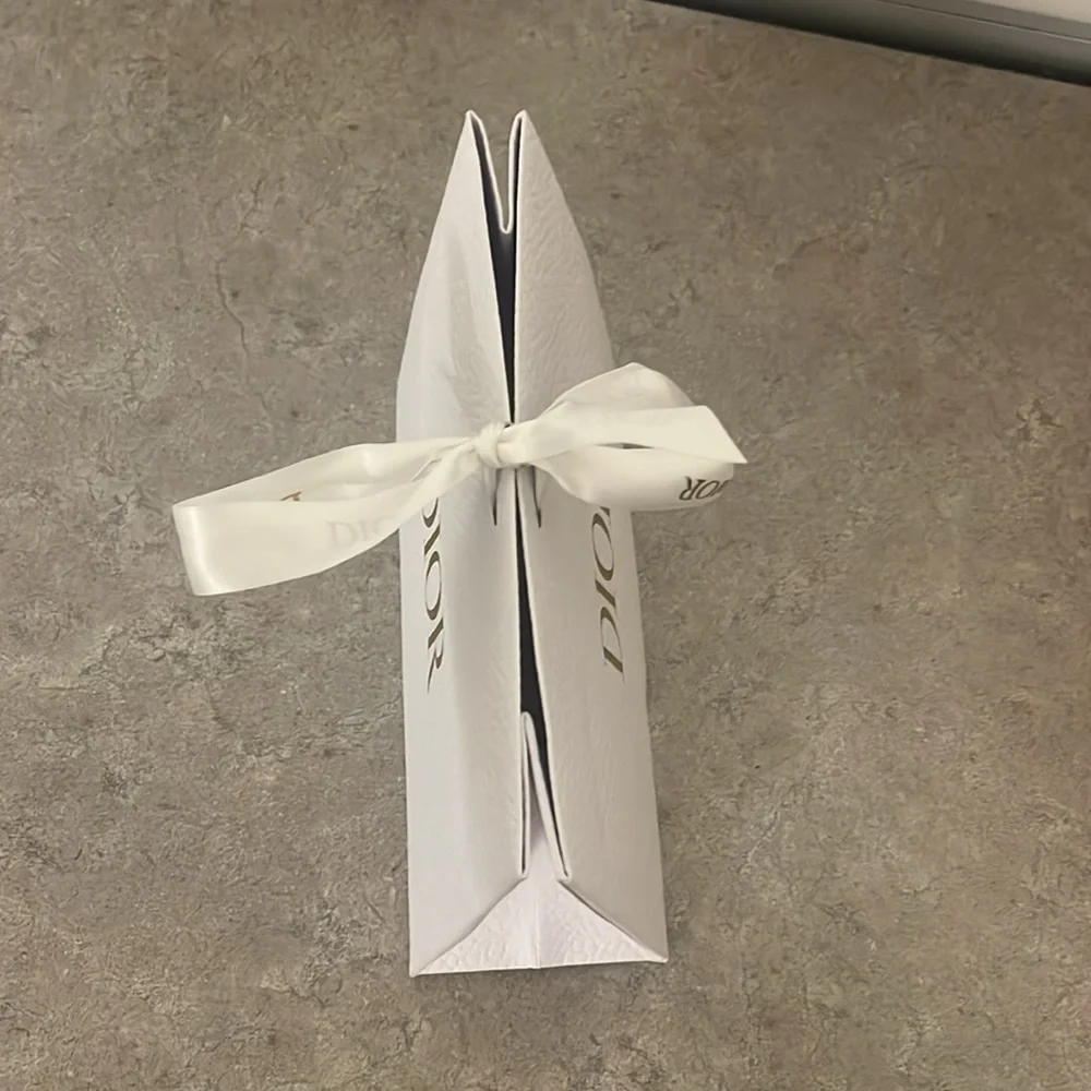 Dior White Gift Bag with Gold Logo